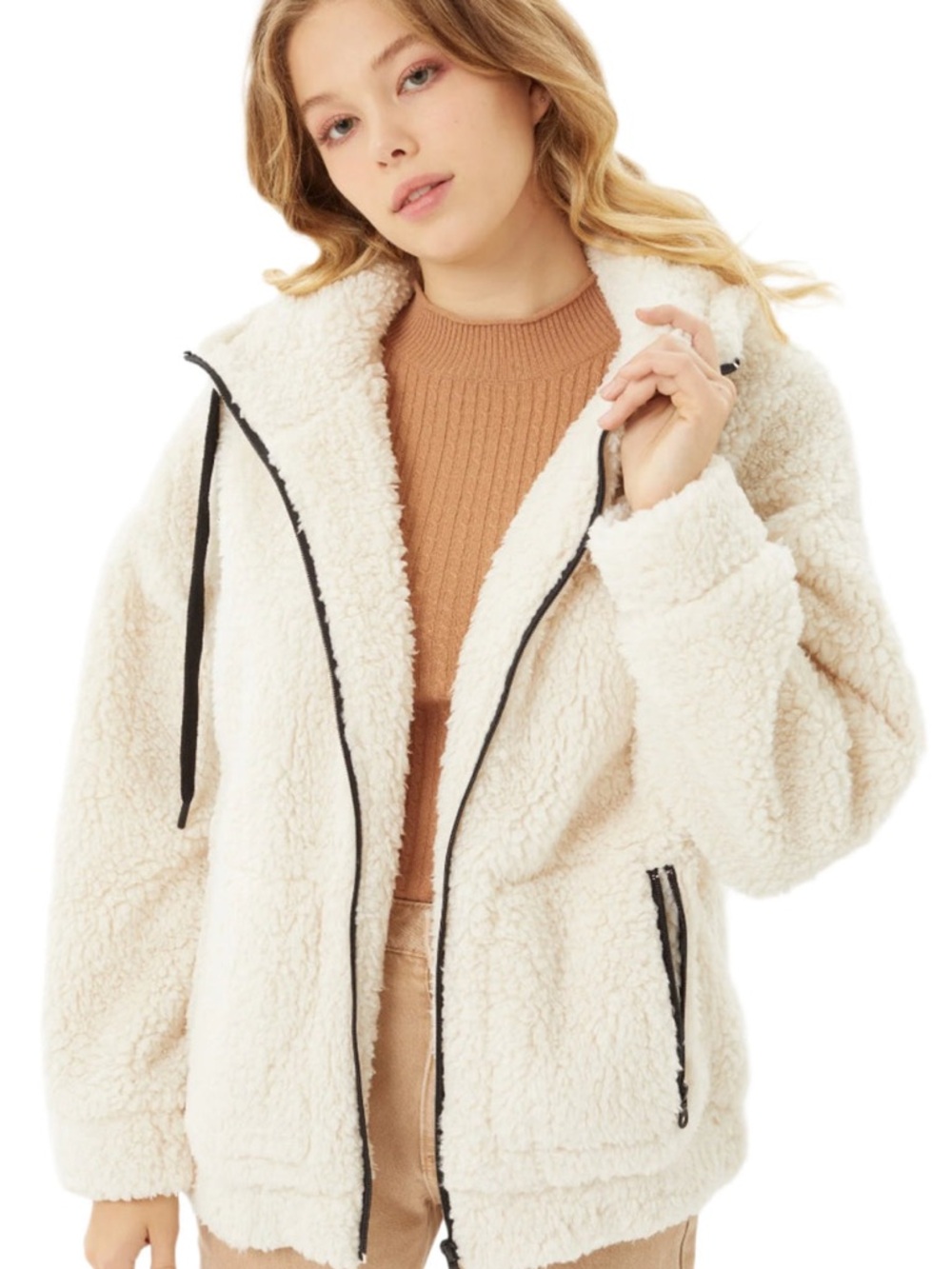 #97- Aerie Offline sherpa teddy hoodie jacket sweatshirt oversized XS